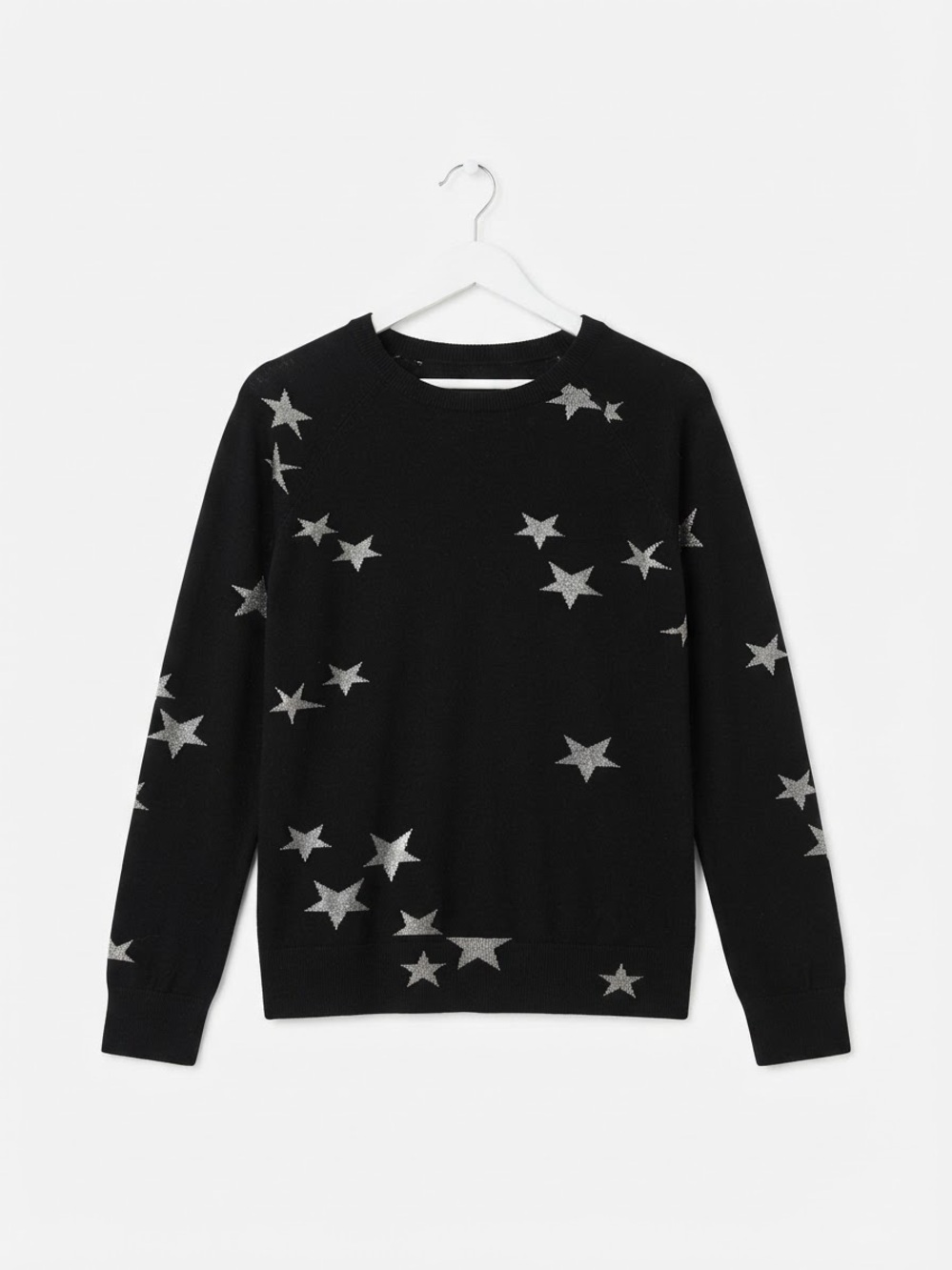 Buffalo David Bitton Black Crewneck Sweater with Silver Star Motif